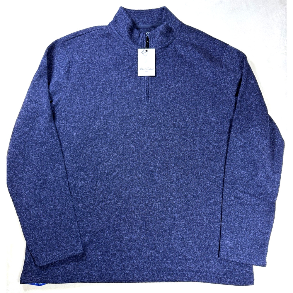 Robert Graham Mens Large Kenwood 1/4 Zip Pullover Navy Classic Fit NWT $178